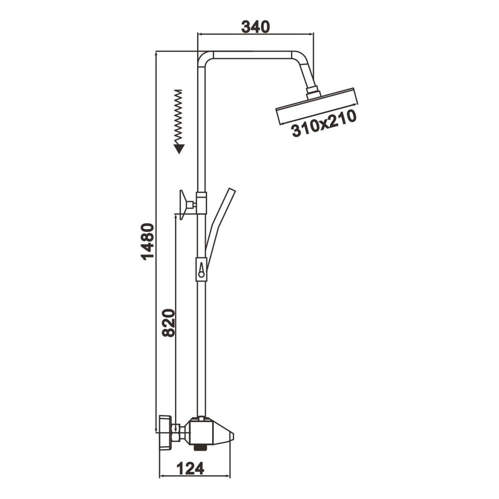 Душевая система латунь черный R3736H Душевая система латунь черный R3736H