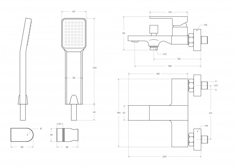ROMANO Смеситель для ванны и душа, хром ROM-VAS-CRM ROMANO Смеситель для ванны и душа, хром ROM-VAS-CRM