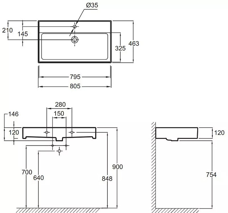 Раковина-столешница 80 СМ VIVIENNE, шт Раковина-столешница 80 СМ VIVIENNE, шт