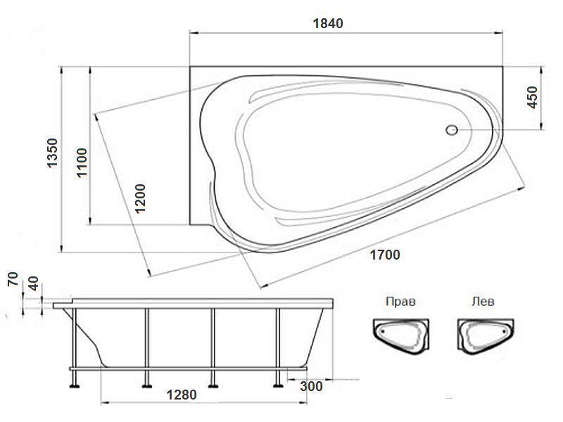 Акриловая ванна 1Marka Love 185х135 L 01лв1813л Акриловая ванна 1Marka Love 185х135 L 01лв1813л