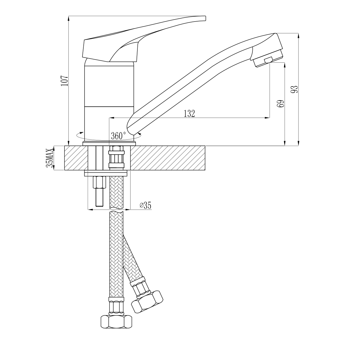 Смеситель Rossinka B35-22 для раковины Смеситель Rossinka B35-22 для раковины
