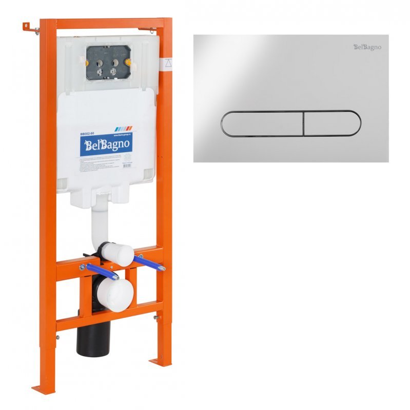 Комплект 2 в 1 Система инсталляции для унитазов BelBagno BB002-80  с кнопкой смыва BB014-SR-BIANCO Комплект 2 в 1 Система инсталляции для унитазов BelBagno BB002-80  с кнопкой смыва BB014-SR-BIANCO