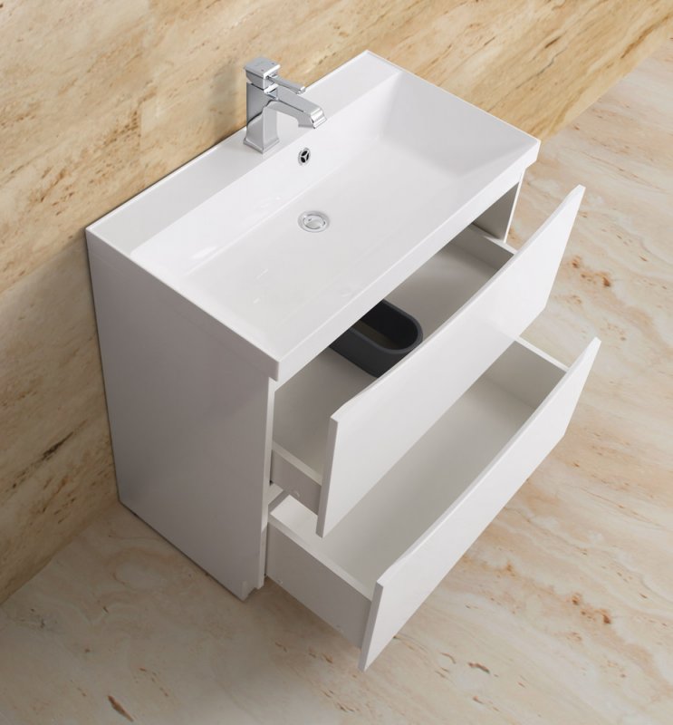 Тумба с раковиной напольная BelBagno MARINO 80 Bianco Lucido, раковина белая Тумба с раковиной напольная BelBagno MARINO 80 Bianco Lucido, раковина белая