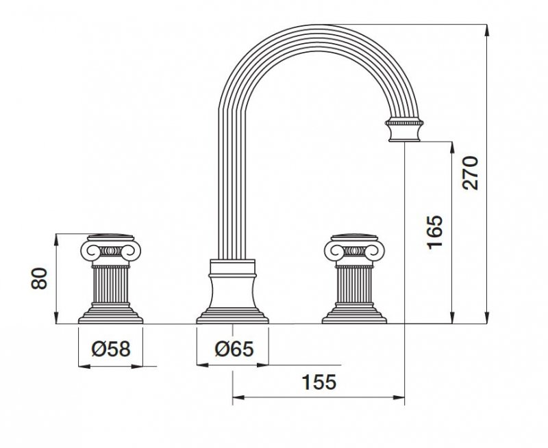 APHRODITE-BLS2-A-01-Sw Смеситель для раковины на три отверстия, высокий, с донным клапаном Исполнение: Хром, Ручки: Swarovski  APHRODITE-BLS2-A-01-Sw Смеситель для раковины на три отверстия, высокий, с донным клапаном Исполнение: Хром, Ручки: Swarovski