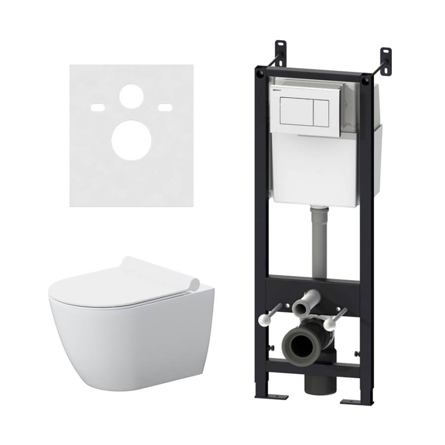 DX22.IS10101.1700 Инсталляция с клавишей Белый с подвесным унитазом Apollo безободк с сид м/лифт DX22.IS10101.1700 Инсталляция с клавишей Белый с подвесным унитазом Apollo безободк с сид м/лифт