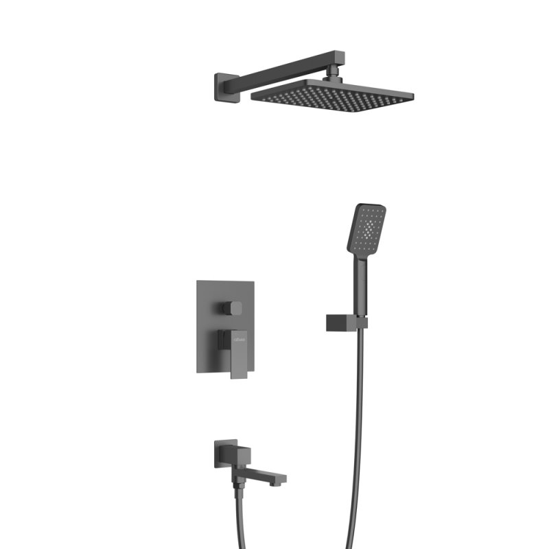 SLIDER-VDSET-GM Душевой комплект встраиваемый с изливом (смеситель, верхний душ, ручной душ со шлангом, излив, штуцер с держателем), оружейная сталь SLIDER-VDSET-GM Душевой комплект встраиваемый с изливом (смеситель, верхний душ, ручной душ со шлангом, излив, штуцер с держателем), оружейная сталь