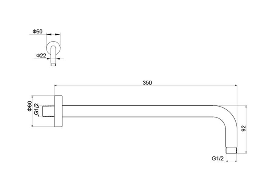 Держатель верхнего душа настенный 350 мм AQUATEK, матовый черный AQ2174MB  Держатель верхнего душа настенный 350 мм AQUATEK, матовый черный AQ2174MB