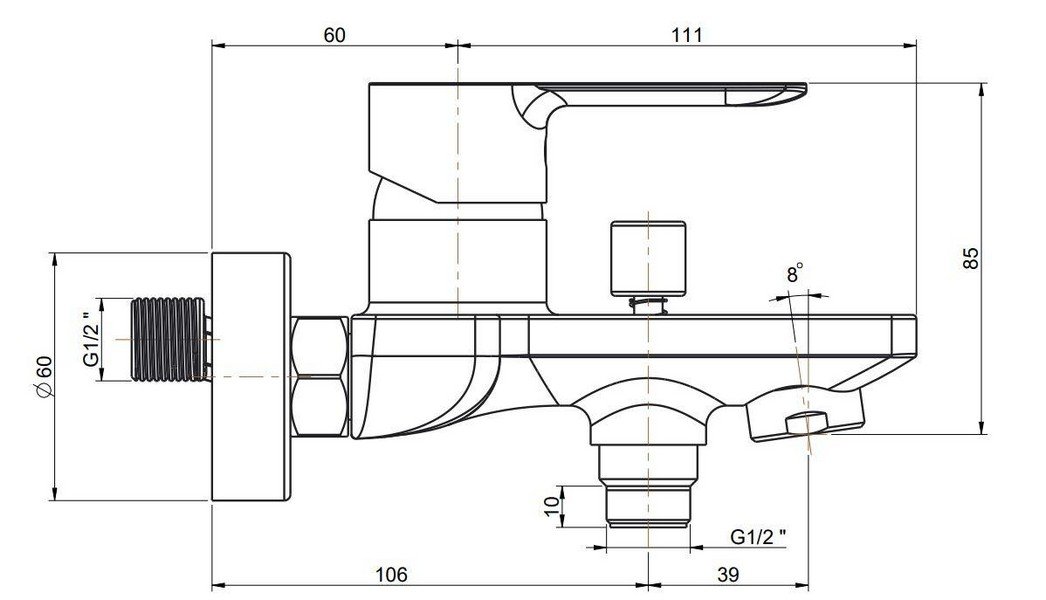 Смеситель SONATA для ванны, хром Смеситель SONATA для ванны, хром