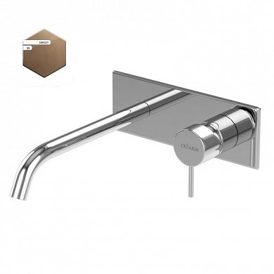 LEAF-BLI1-L-PS Смеситель для раковины встраиваемый, однорычажный, излив и ручка на единой площадке, длина излива 23 см, исполнение Sunset PVD