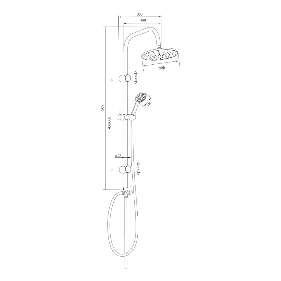 Душевой гарнитур с верхней лейкой, KDC01 Душевой гарнитур с верхней лейкой, KDC01
