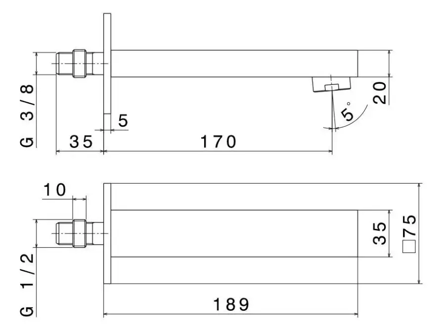 Настенный излив FUTURA, хром глянец Настенный излив FUTURA, хром глянец