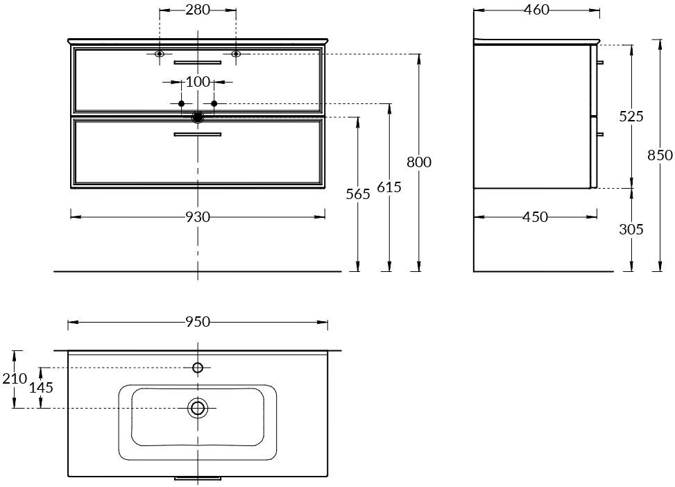 Тумба PIANO Classic подвесная 95 см, 2 ящика, ясень синий матовый PIA.CL.95\BLU.M Тумба PIANO Classic подвесная 95 см, 2 ящика, ясень синий матовый PIA.CL.95\BLU.M