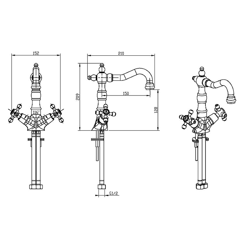 Смеситель для умывальника, высокий _Комплект Смеситель для умывальника, высокий _Комплект