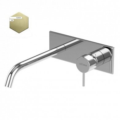 LEAF-BLI1-L-PR Смеситель для раковины встраиваемый, однорычажный, излив и ручка на единой площадке, длина излива 23 см, исполнение Sunrise PVD