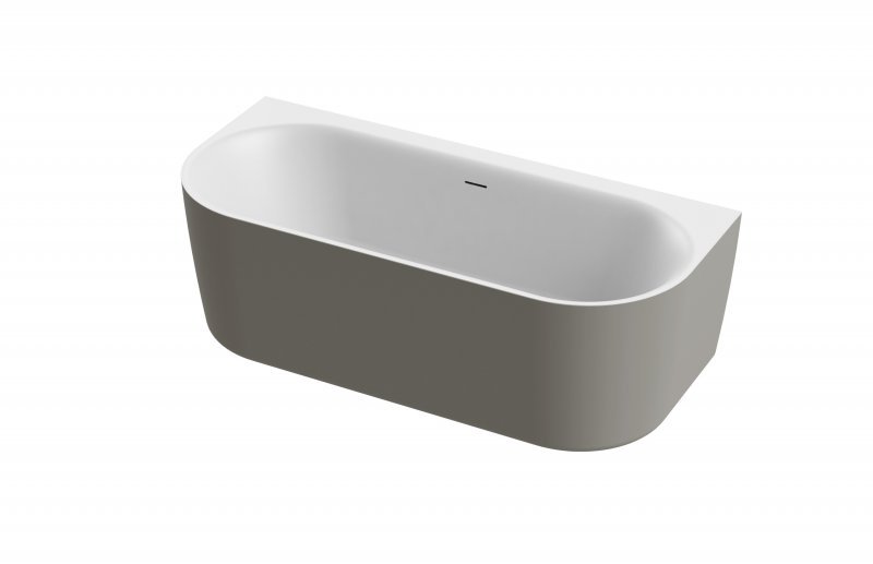 Акриловая ванна пристенная, цельная, белая матовая внутри, чёрная матовая снаружи,  METAURO-INT-Wall-180-80-60-B-W-MATT Акриловая ванна пристенная, цельная, белая матовая внутри, чёрная матовая снаружи,  METAURO-INT-Wall-180-80-60-B-W-MATT