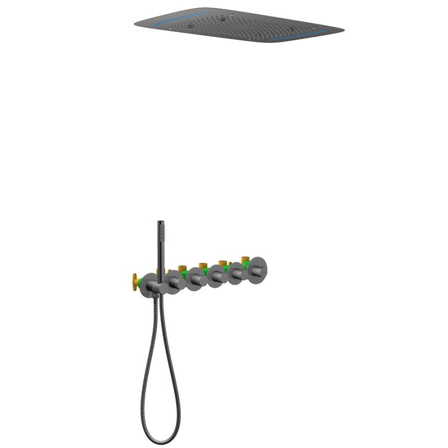 Душевая система Timo Saona SX-2319/18SM скрытого монтажа с термостатом, черное золото Душевая система Timo Saona SX-2319/18SM скрытого монтажа с термостатом, черное золото