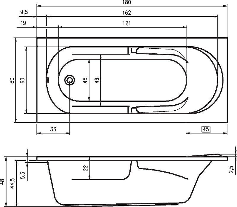 Акриловая ванна Riho Future, 180х80 Акриловая ванна Riho Future, 180х80