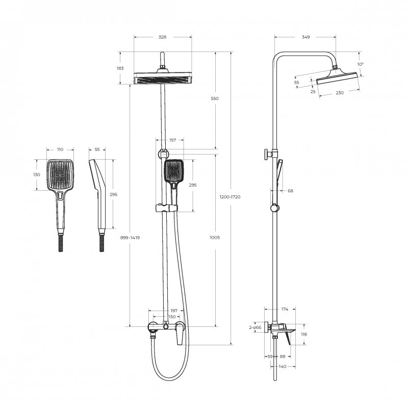 Душевая стойка со смесителем и изливом CEZARES LINER-CVD-01 Душевая стойка со смесителем и изливом CEZARES LINER-CVD-01