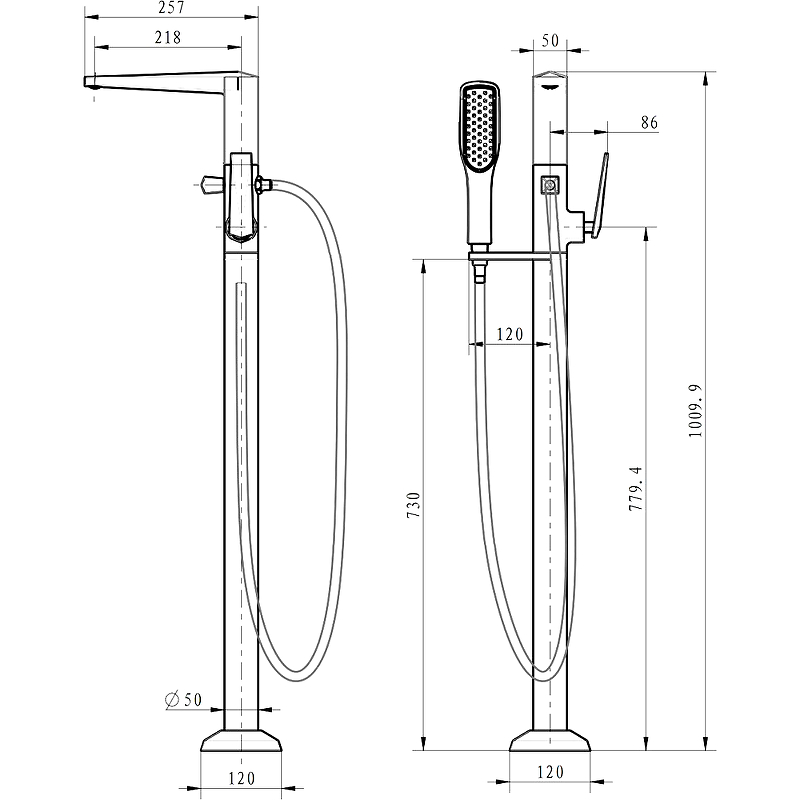 Смеситель напольный VENTURO Shine Gun Metall Смеситель напольный VENTURO Shine Gun Metall