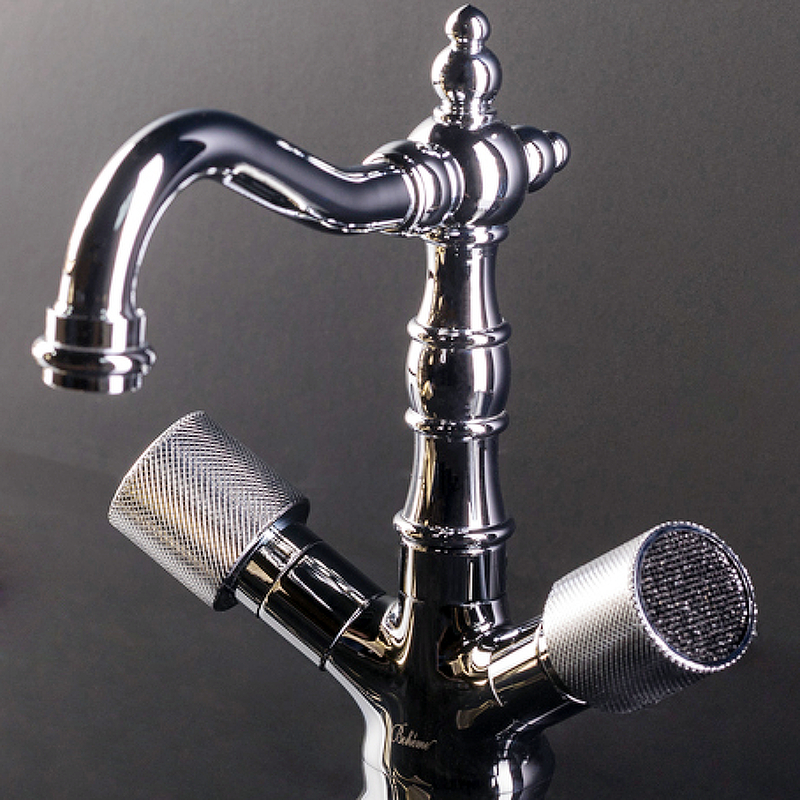 Смеситель для умывальника, высокий ROYAL CRYSTAL black, хром_Комплект Смеситель для умывальника, высокий ROYAL CRYSTAL black, хром_Комплект