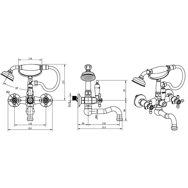 Смеситель для ванны(душевой комплект), Camelia золото Смеситель для ванны(душевой комплект), Camelia золото