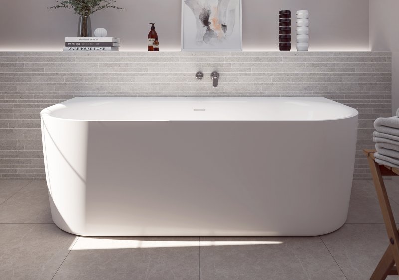 Акриловая ванна пристенная, цельная, белая матовая внутри, чёрная матовая снаружи,  METAURO-INT-Wall-180-80-60-B-W-MATT Акриловая ванна пристенная, цельная, белая матовая внутри, чёрная матовая снаружи,  METAURO-INT-Wall-180-80-60-B-W-MATT