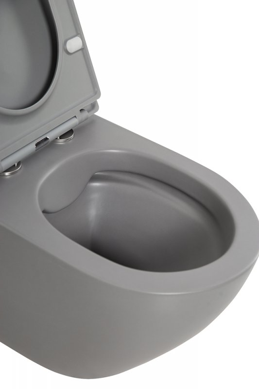 COLORATO Унитаз подвесной безободковый с креплением, серый матовый, BB062CHR-GR COLORATO Унитаз подвесной безободковый с креплением, серый матовый, BB062CHR-GR