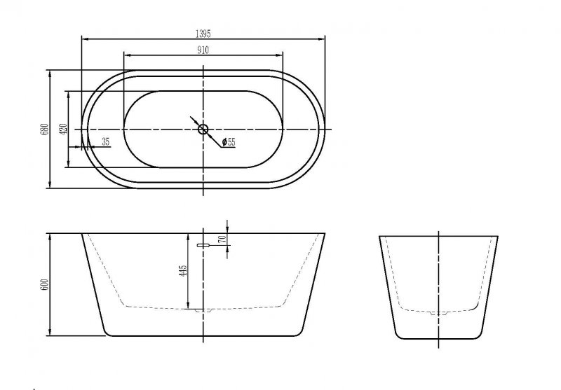 Акриловая ванна BELBAGNO BB306-1395 Акриловая ванна BELBAGNO BB306-1395
