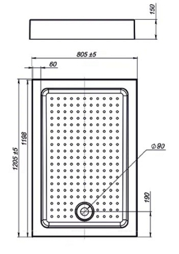 Поддон для душа акриловый VST-3AR-8012, 1200*800*150