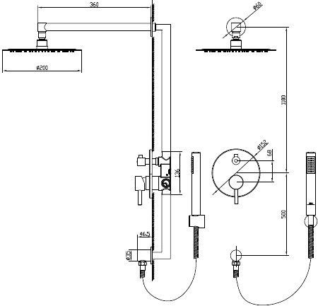 Система для душа встраиваемая RGW SP-51, RGW 21140851-01 Система для душа встраиваемая RGW SP-51, RGW 21140851-01