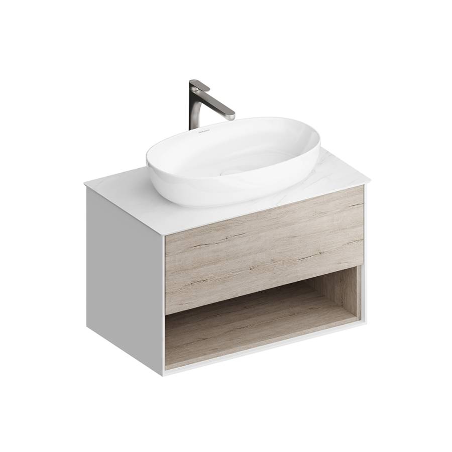 Тумба PLAZA Modern подвесная с ящиком и полкой 80, дуб Орегон PLB.M.80.1\OAK.O Тумба PLAZA Modern подвесная с ящиком и полкой 80, дуб Орегон PLB.M.80.1\OAK.O