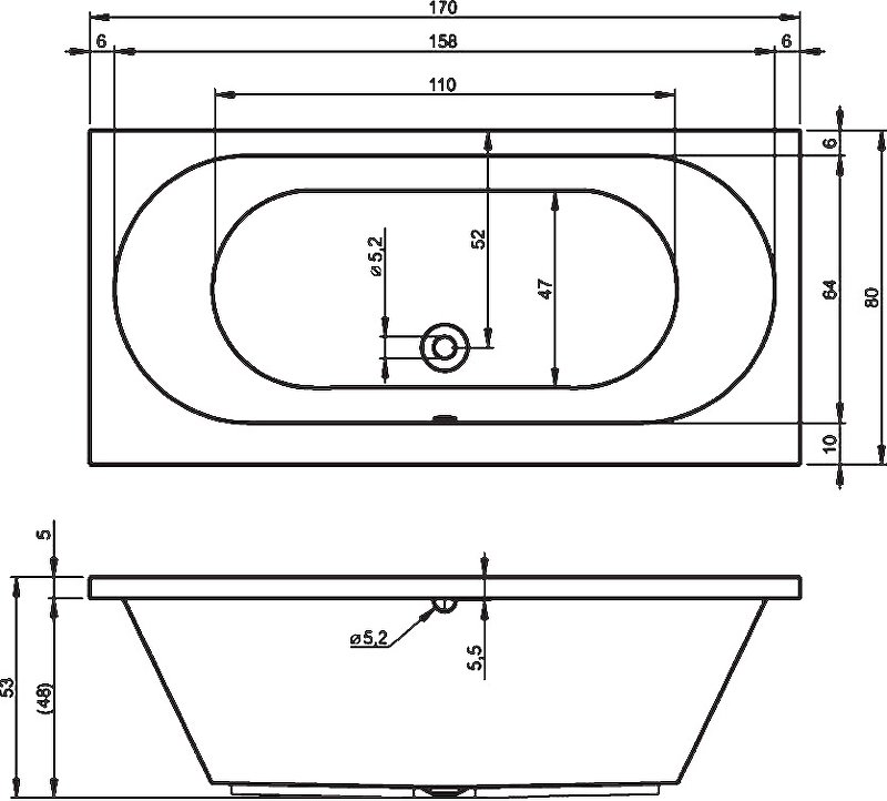 Акриловая ванна Riho Carolina 170 см Акриловая ванна Riho Carolina 170 см