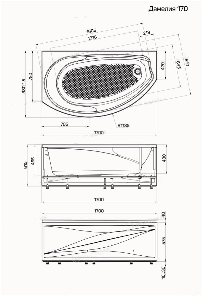 Ванна "Damelia" 170х100 R Ванна "Damelia" 170х100 R