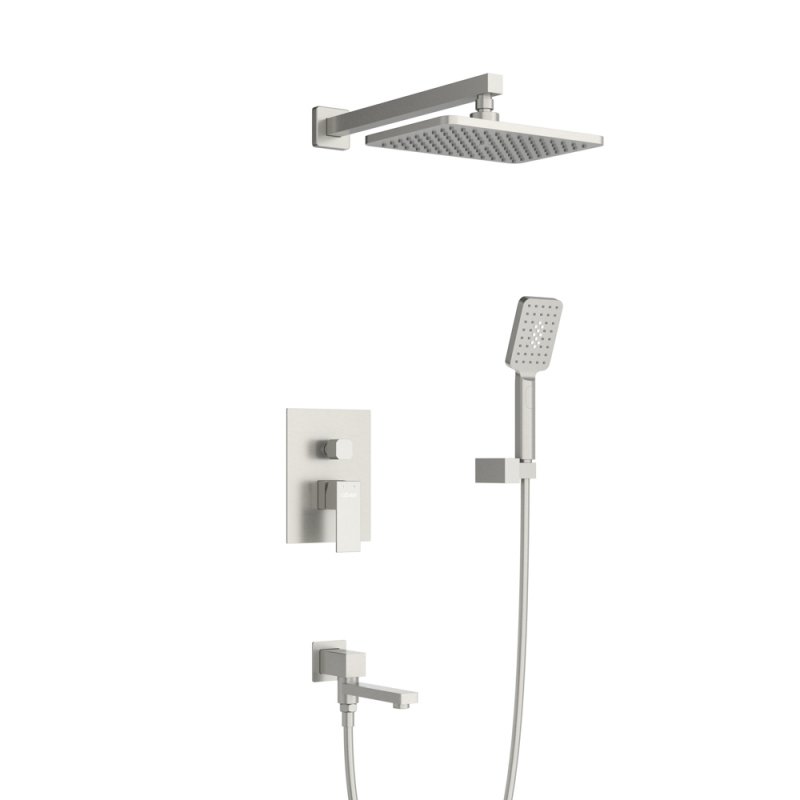 SLIDER-VDSET-GM Душевой комплект встраиваемый с изливом (смеситель, верхний душ, ручной душ со шлангом, излив, штуцер с держателем), оружейная сталь SLIDER-VDSET-GM Душевой комплект встраиваемый с изливом (смеситель, верхний душ, ручной душ со шлангом, излив, штуцер с держателем), оружейная сталь