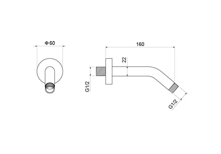 Держатель верхнего душа настенный 160 мм AQUATEK, матовый черный AQ2173MB  Держатель верхнего душа настенный 160 мм AQUATEK, матовый черный AQ2173MB