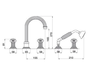 APHRODITE-BVD-01-O Смеситель на борт ванны с выдвижным душем и переключателем Исполнение: Хром, Ручки: Металл 