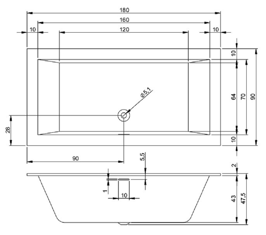 Акриловая ванна Riho Rething Cubic 180x90 Акриловая ванна Riho Rething Cubic 180x90