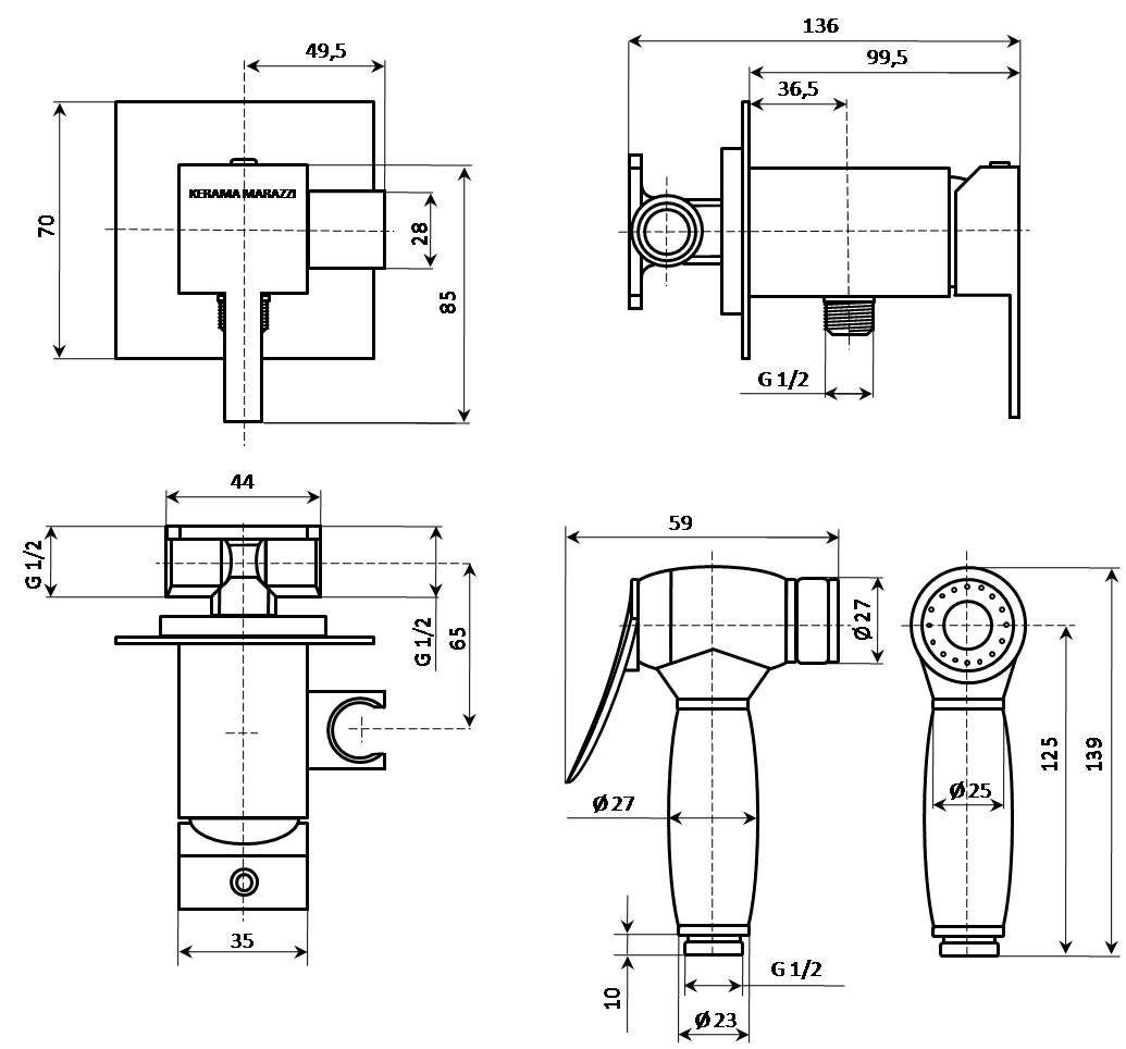 Смеситель FIORETTO с гигиеническим душем и держателем для лейки, хром Смеситель FIORETTO с гигиеническим душем и держателем для лейки, хром