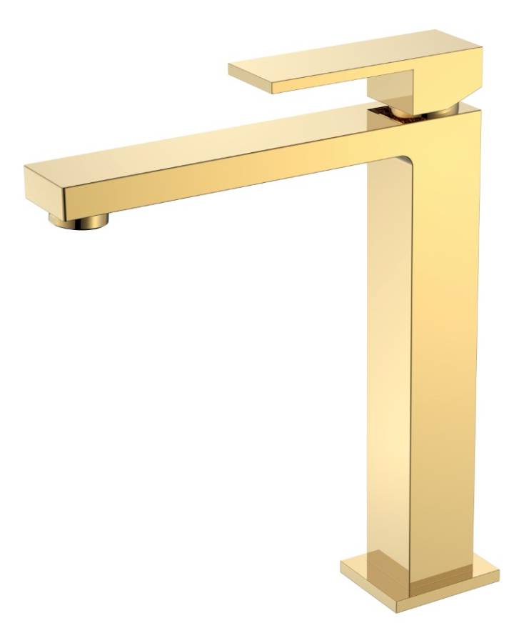 Смеситель для умывальника высокий Qubic Shinny Gold Смеситель для умывальника высокий Qubic Shinny Gold