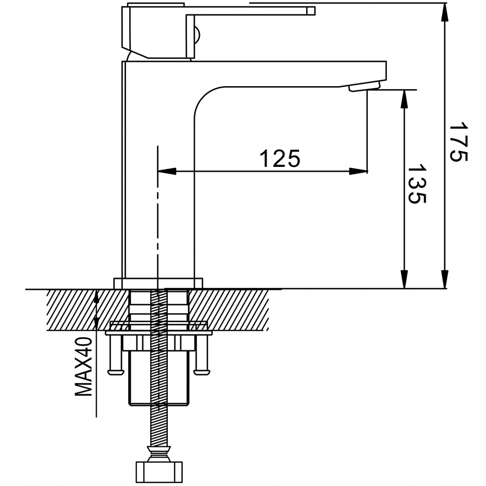 Смеситель для раковины латунь, оружейная сталь S9701T Смеситель для раковины латунь, оружейная сталь S9701T