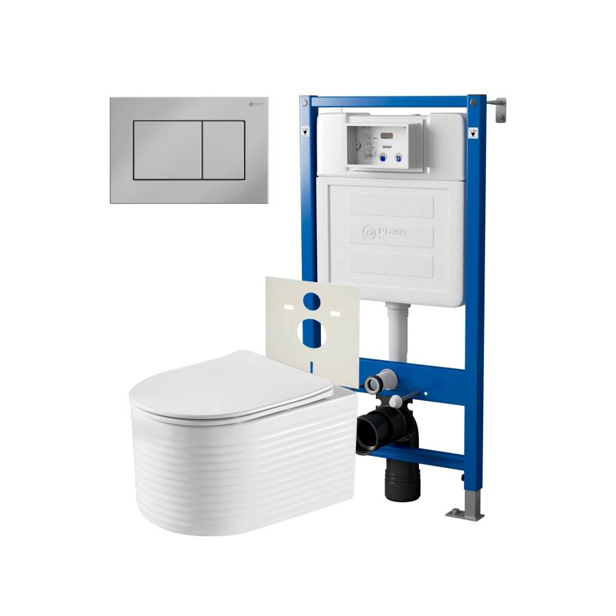 Сет: Система инсталляции Point Элемент для подвесного унитаза PN45120 + Клавиша смыва для инсталляции Point Ника, хром, PN44081C + Унитаз подвесной Point Омега безободковый, белый, сиденье дюропласт, микролифт быстросъемное PN41902 Сет: Система инсталляции Point Элемент для подвесного унитаза PN45120 + Клавиша смыва для инсталляции Point Ника, хром, PN44081C + Унитаз подвесной Point Омега безободковый, белый, сиденье дюропласт, микролифт быстросъемное PN41902