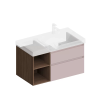 Тумба CUBO правая подвесная с ящиками 90, мальва матовая- структ.орех Kerama Marazzi CUB.90.2Rh\MAL.N Тумба CUBO правая подвесная с ящиками 90, мальва матовая- структ.орех Kerama Marazzi CUB.90.2Rh\MAL.N