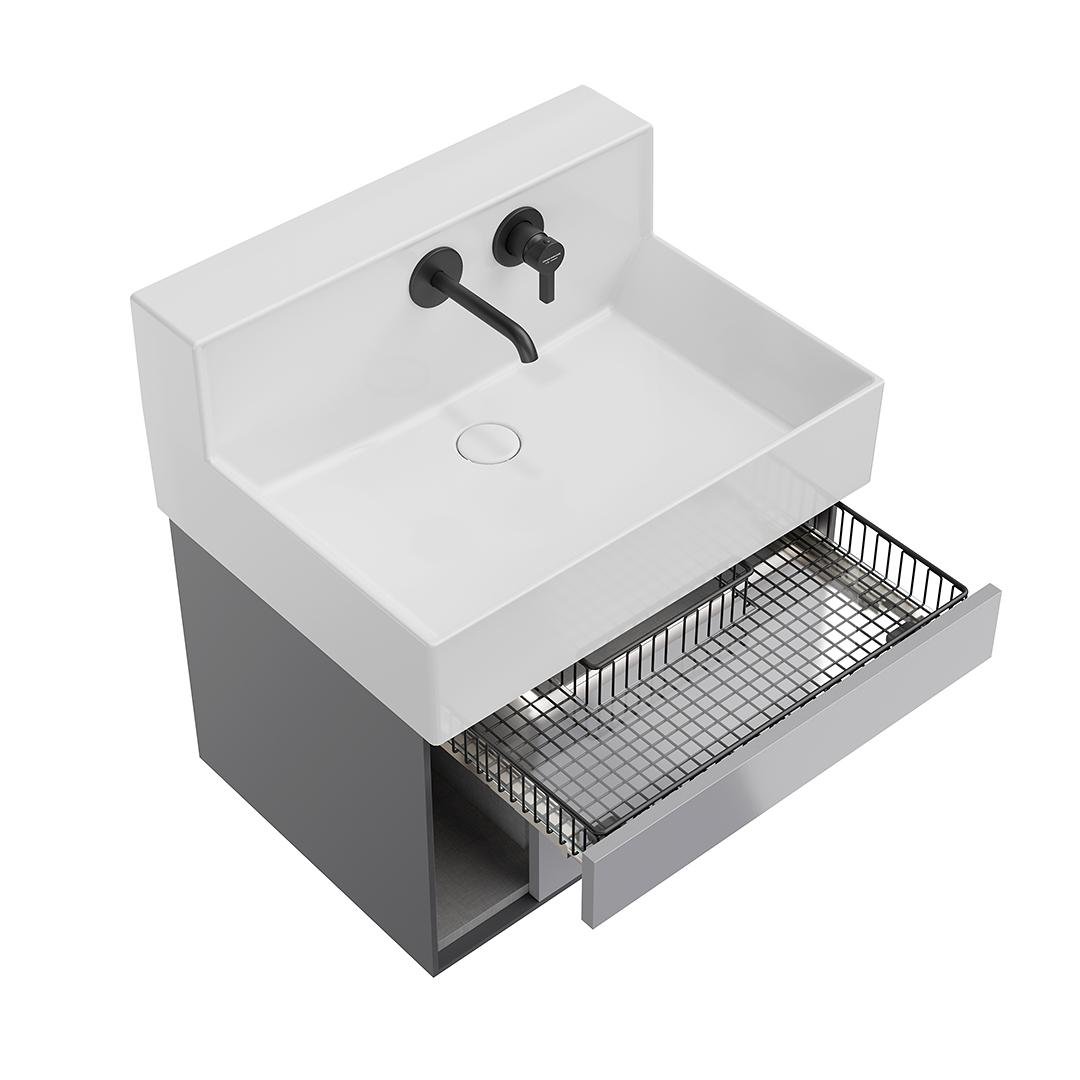 Тумба LOGICA M подвесная 2 выдвижных ящика 65, серый LO.M.65\GRAY Тумба LOGICA M подвесная 2 выдвижных ящика 65, серый LO.M.65\GRAY