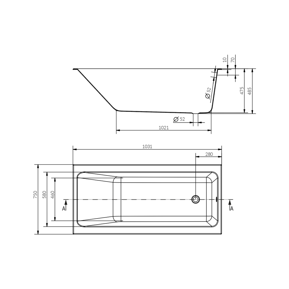 Ванна прямоугольная CREA 160x75 белый Ванна прямоугольная CREA 160x75 белый