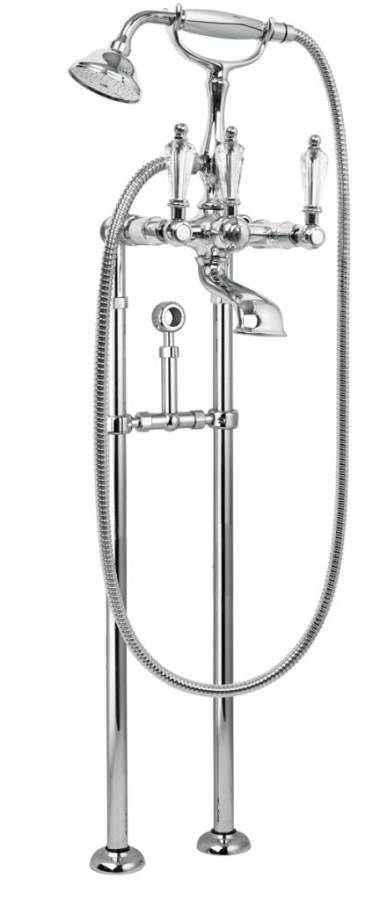 DIAMOND-VDPS-01-Sw Напольный смеситель для ванны с ручным душем Исполнение: Хром, Ручки: Swarovski  DIAMOND-VDPS-01-Sw Напольный смеситель для ванны с ручным душем Исполнение: Хром, Ручки: Swarovski