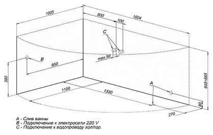 Акриловая ванна Aquanet Jamaica 160x100 L (с каркасом) Акриловая ванна Aquanet Jamaica 160x100 L (с каркасом)