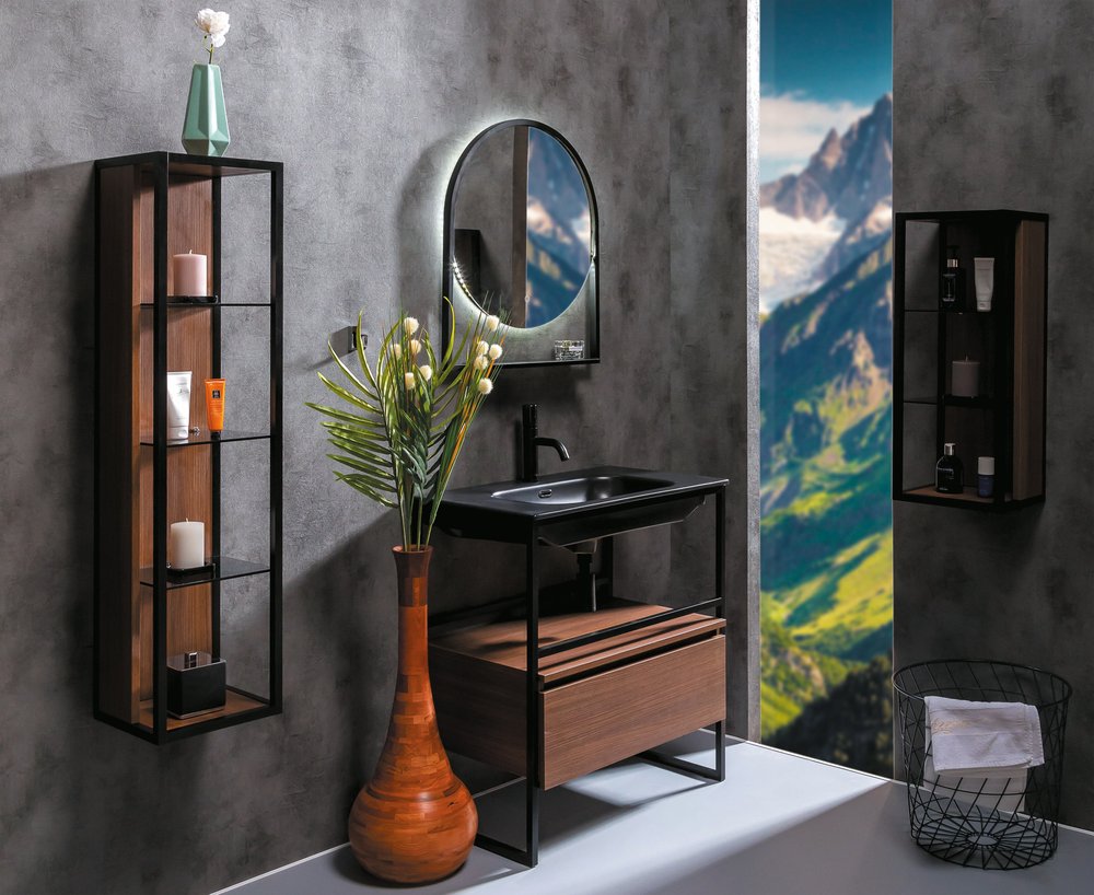 Столешница моноблок Vallessi 80 антрацит глянец керамика Столешница моноблок Vallessi 80 антрацит глянец керамика