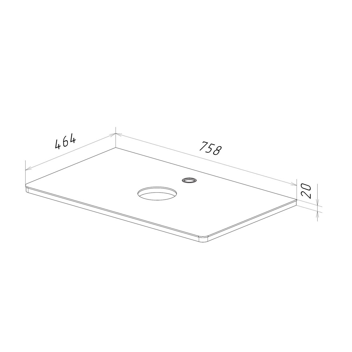 Столешница OLIVIA 80см под 1 раковину из стекла, цвет: Белый Столешница OLIVIA 80см под 1 раковину из стекла, цвет: Белый