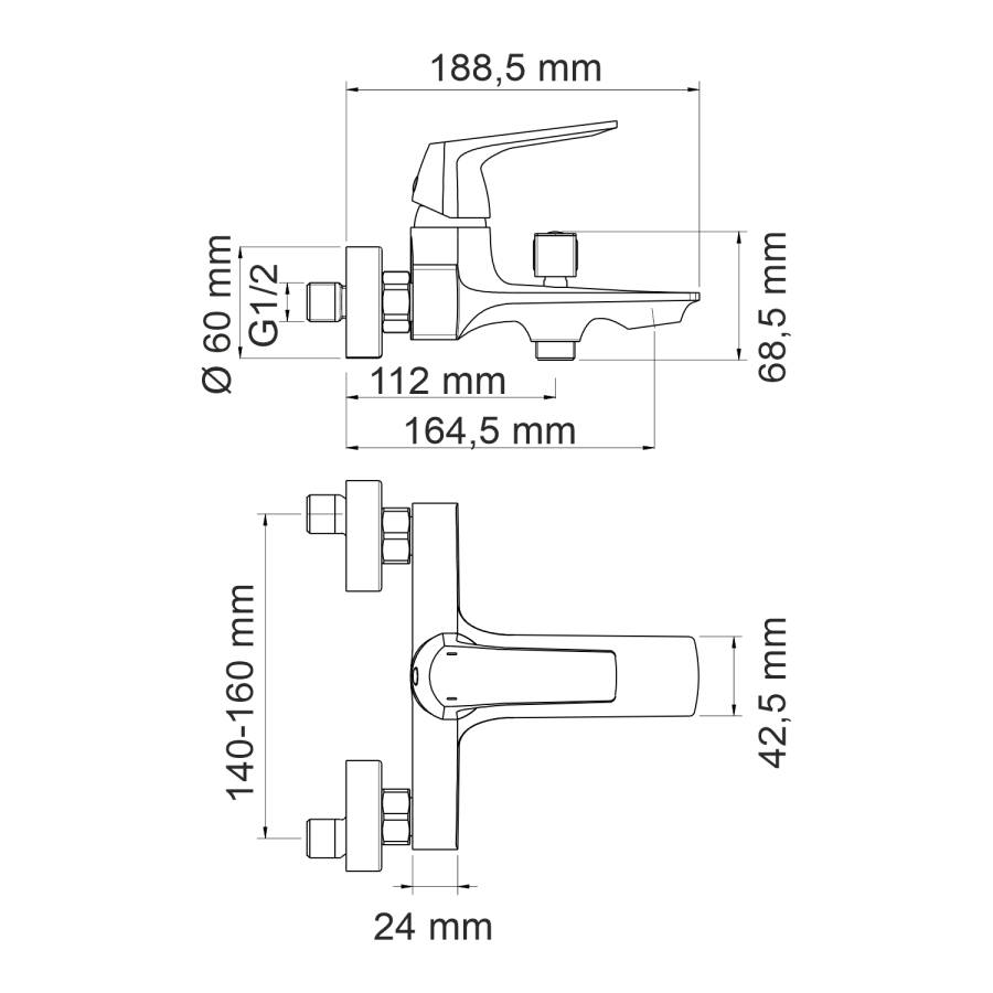 Neime 1901 Смеситель для ванны с коротким изливом Wasserkraft Neime 1901 Смеситель для ванны с коротким изливом Wasserkraft