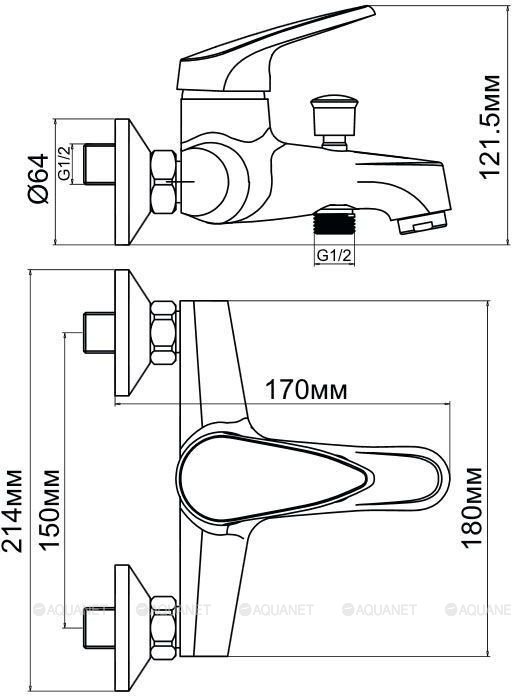 Смеситель для ванны с душем Aquanet Eurodisk SD20811 Смеситель для ванны с душем Aquanet Eurodisk SD20811